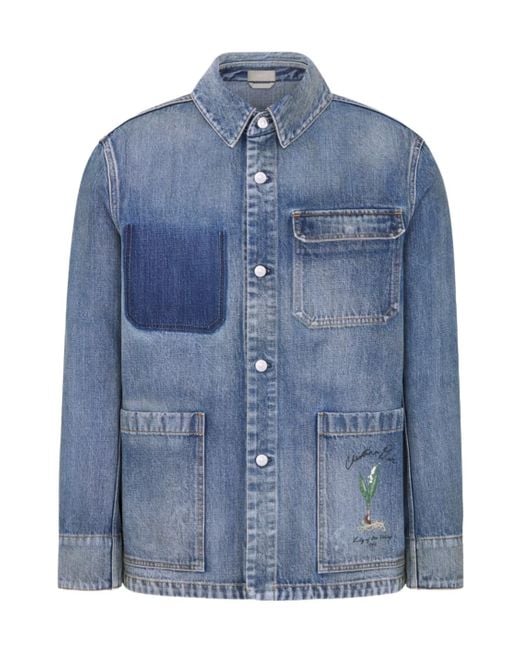 Dior Blue Collared Button-Up Denim Jacket for men