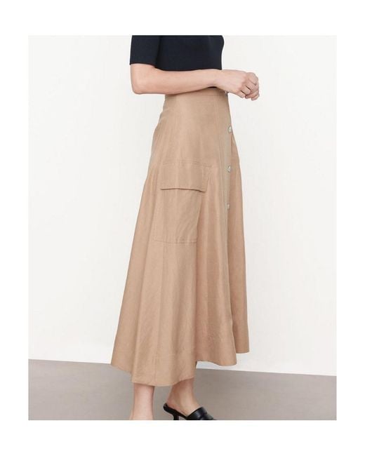 Vince Natural Button-Down Skirt With Front