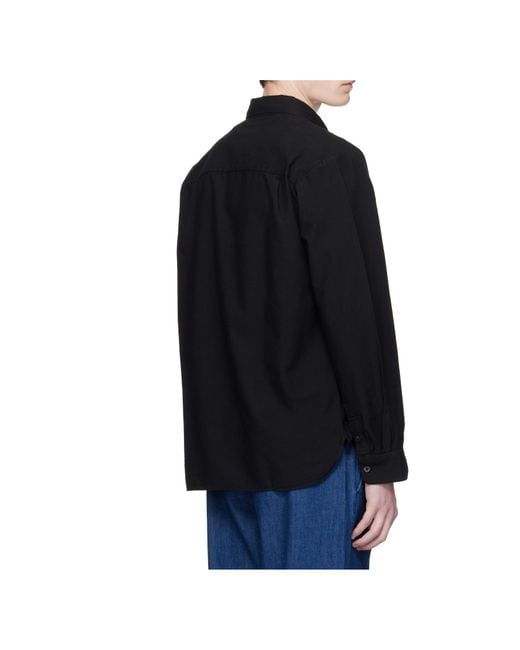 A.P.C. Black Logo-Embroidered Long-Sleeved Shirt for men
