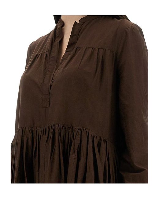 Aspesi Brown Gathered Midi Dress