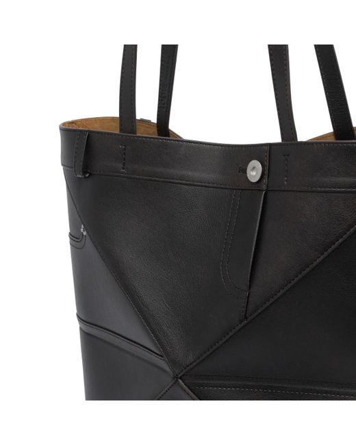 Loewe Black Bags Panta Medium Puzzle Fold Tote Bag