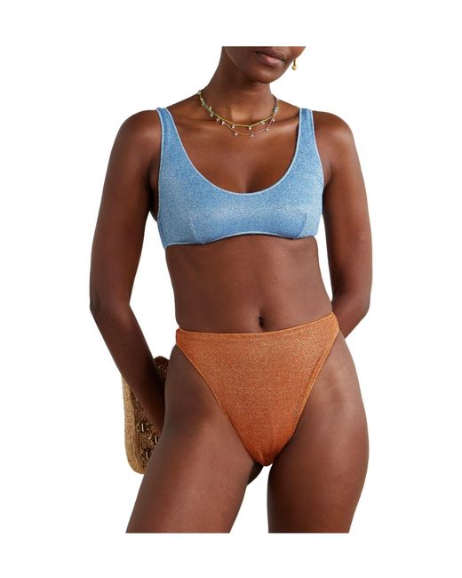 Oseree Blue Metallic Bikini