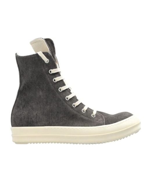 Rick Owens Black Lace-Up High-Top Sneakers