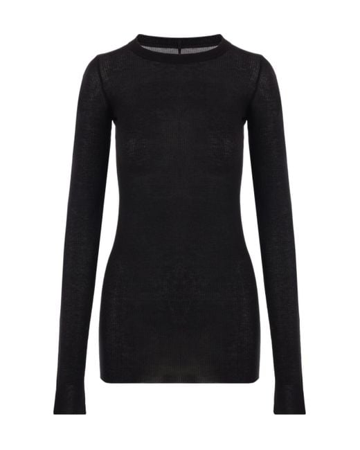 Rick Owens Black Semi Sheer Knitted Top