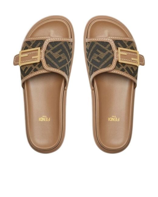 Fendi Brown Wide-Band Flat Slides