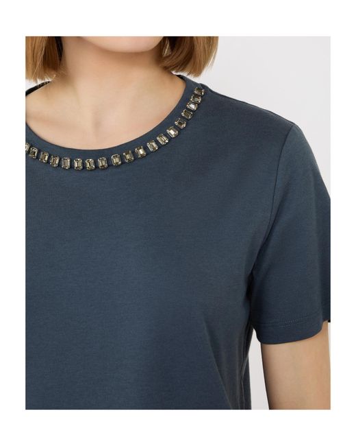 Max Mara Blue Smmbingo Embellished Basic Jersey T-Shirt