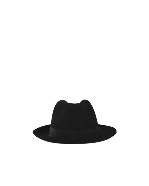 Borsalino Black Wide Brim Hat for men