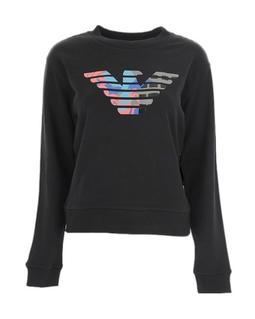 Emporio Armani Blue Round-Necked Logo Sweater