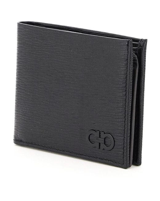 Ferragamo Black Ferragamo Gancini Bifold Wallet for men