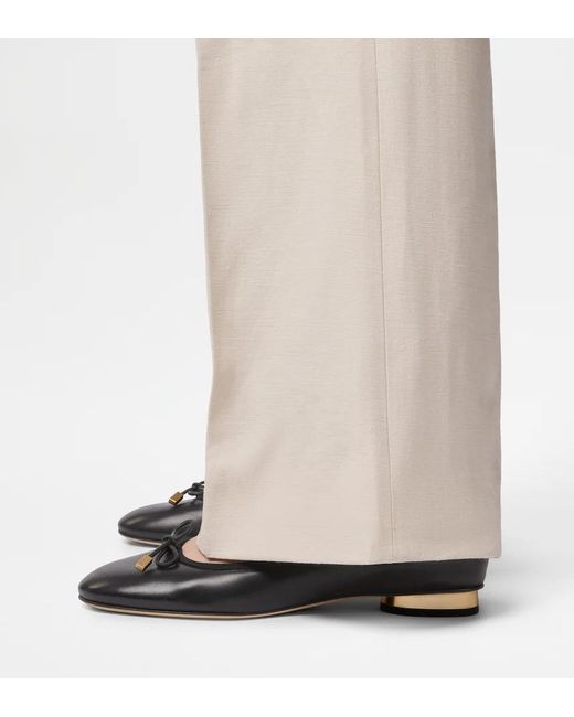 Tod's Black Round-Toed Ballet Shoes
