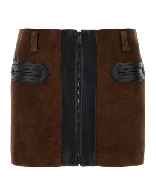 Marni Brown Zipped Mini Skirt