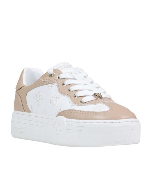 Guess White Perforated Panel Sneakers
