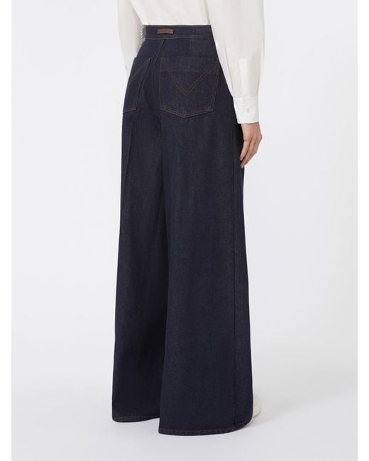 Max Mara Blue Button Detailed Wide-Leg Jeans