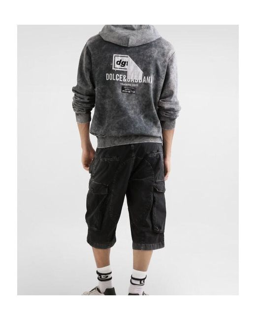 Dolce & Gabbana Gray Logo-Patch Hoodie for men