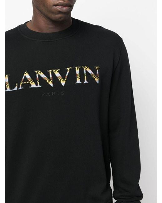 Lanvin Black Logo Embroidered Crewneck Sweatshirt for men