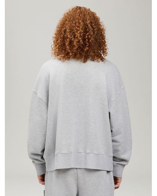 Palm Angels Gray Logo Printed Crewneck Sweatshirt for men