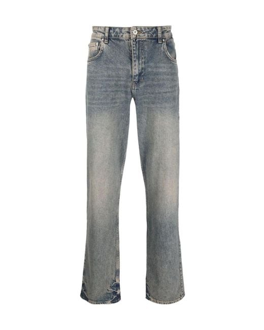 Represent Gray Bleached-Effect Straight-Leg Slim-Cut Jeans for men