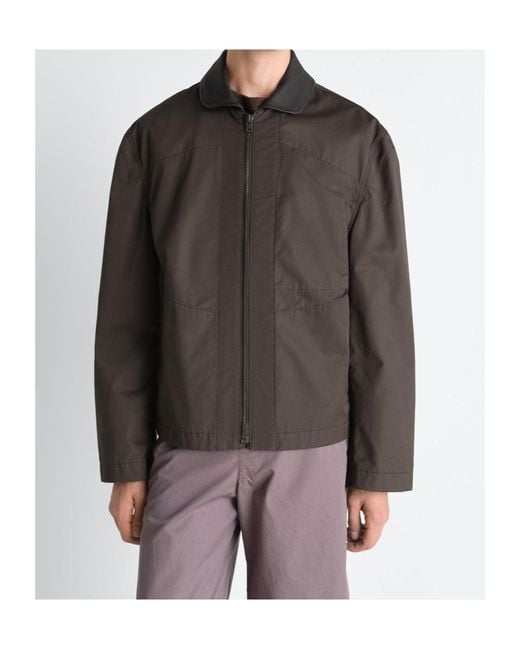 Lemaire Brown Leather Collar Blouson for men