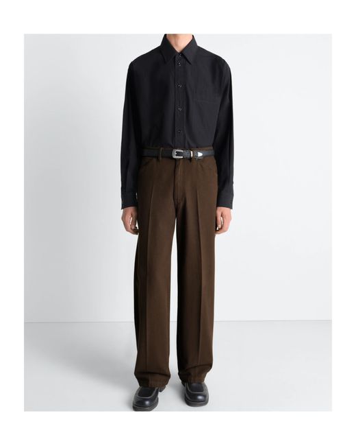 Lemaire Brown Wide-Leg Pleated Trousers for men