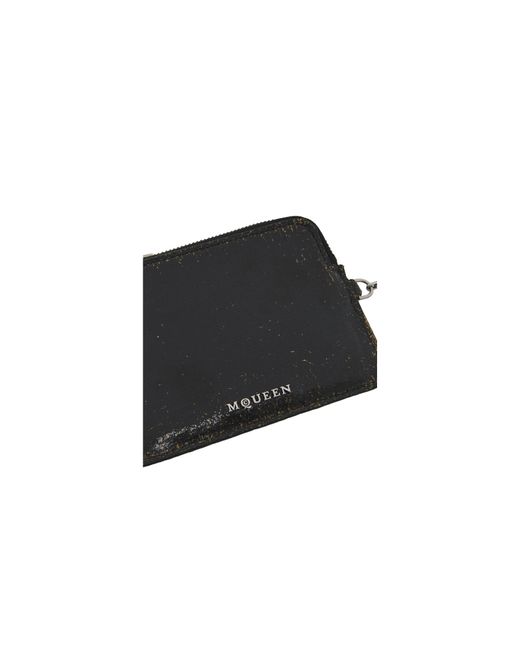 McQueen Black Logo Printed Zipped Wallet for men