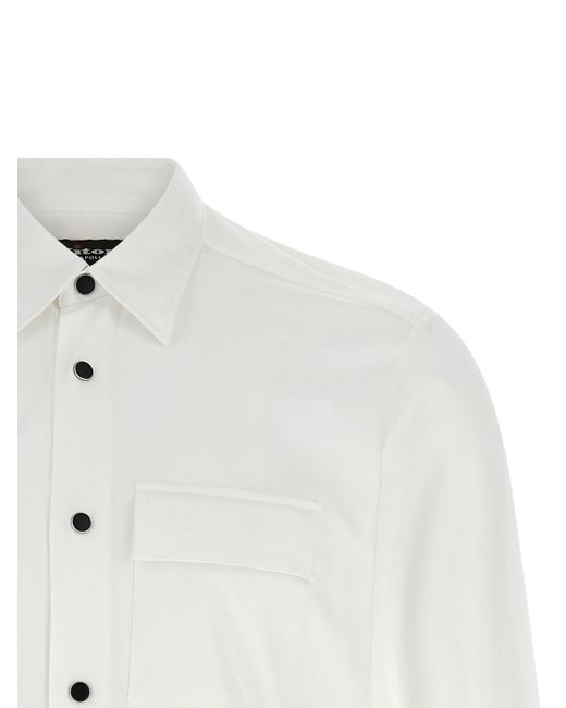 Kiton White Buba Snap-Front Shirt for men