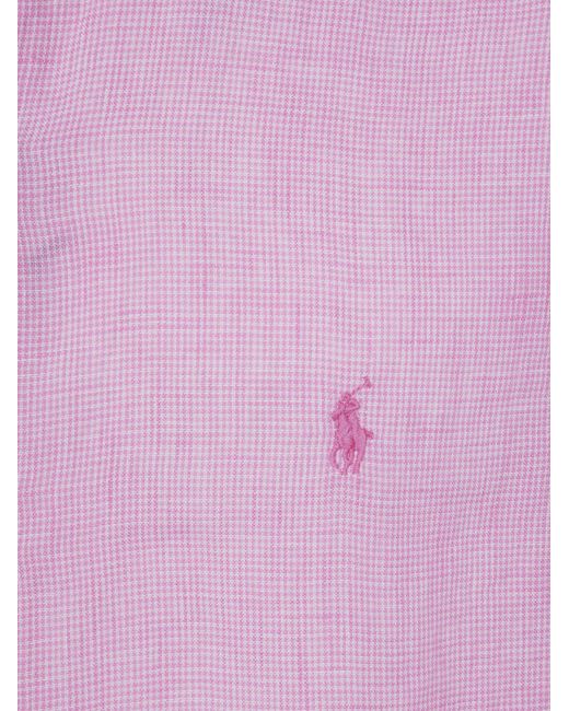 Polo Ralph Lauren Pink Polo Pony Embroidered Buttoned Shirt for men