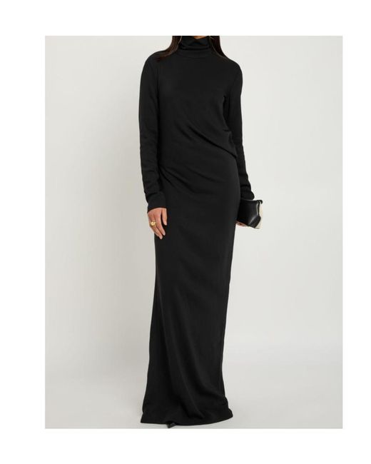 Totême  Black High-Neck Stretch-Crepe Maxi Dress