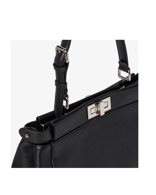 Fendi Black My Peekaboo Medium Leather Bag Embroidered With Mirrors