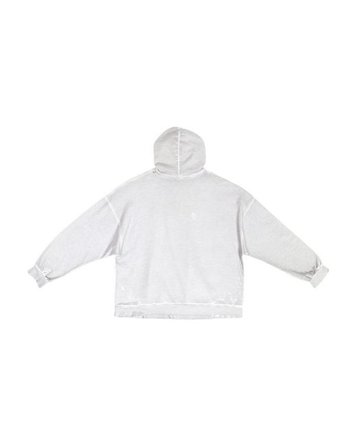 Balenciaga White Graphic Printed Long-Sleeved Hoodie