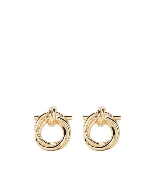Ferragamo Metallic Twisted Gancini Earrings