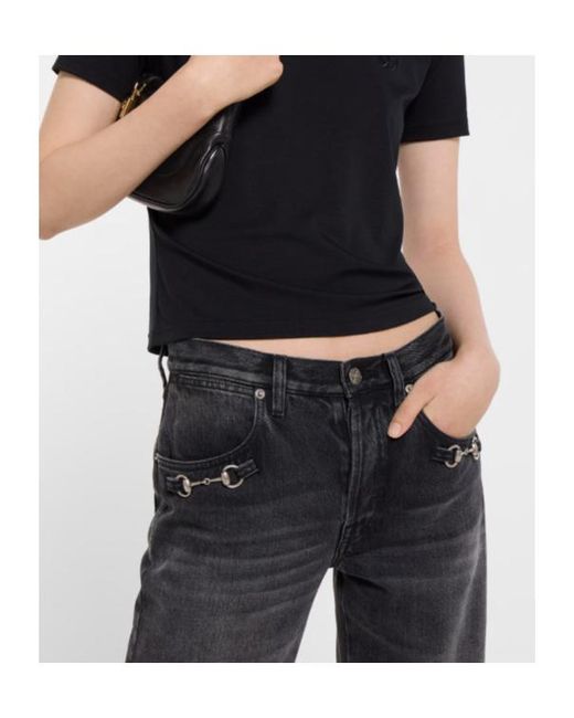 Gucci Black Horsebit Denim Jeans