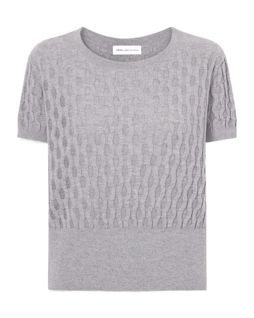 Dries Van Noten Gray Target Openwork Sweater