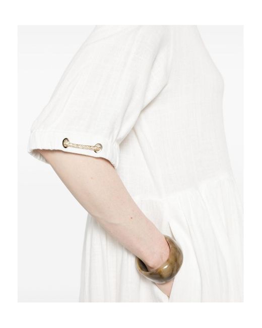 Herno White Buttoned Midi Dress