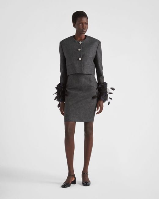 Prada Black Button-Embellished Cropped Jacket
