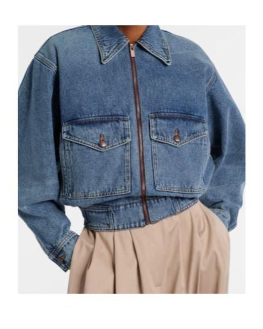 Magda Butrym Blue Front Zip Denim Jacket