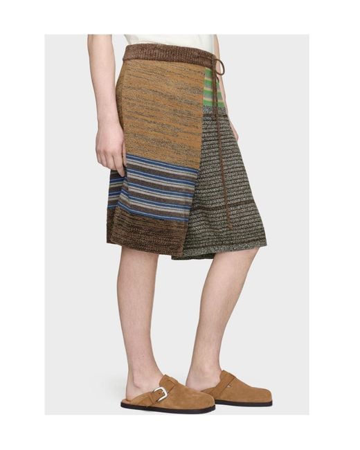 Maison Margiela Green Patchwork Knit Shorts for men