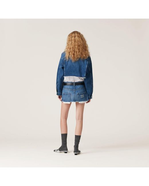 Miu Miu Blue Cropped Denim Jacket
