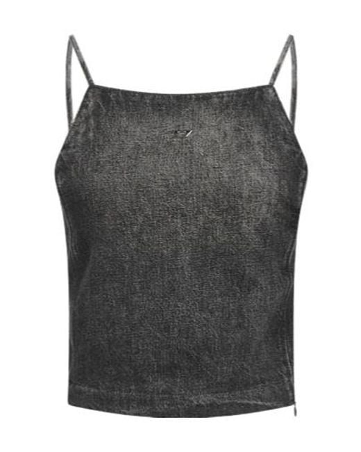 DIESEL Gray Solid-Colored Sleeveless Denim Top