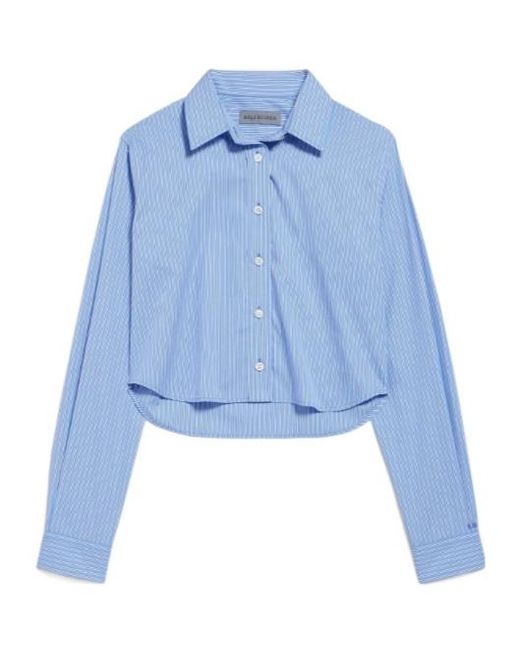 Balenciaga Blue Striped Cropped Shirt