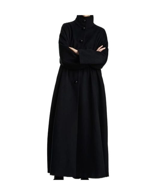 Emporio Armani Black Ruched-Waist High-Neck Coat