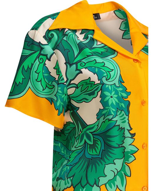 Etro Yellow Graphic Printed Short-Sleeved Shirt