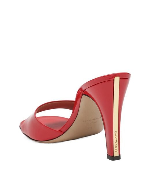 Ferragamo Red Round-Toe High-Heeled Sandals