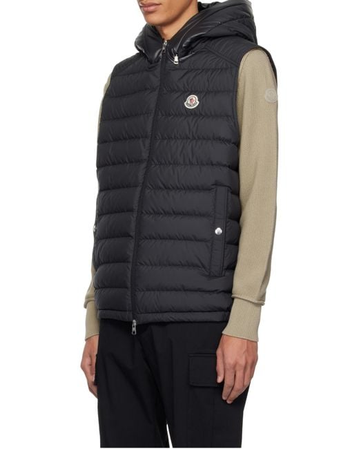 Moncler Black Logo Patch Zip-Up Padded Vest for men