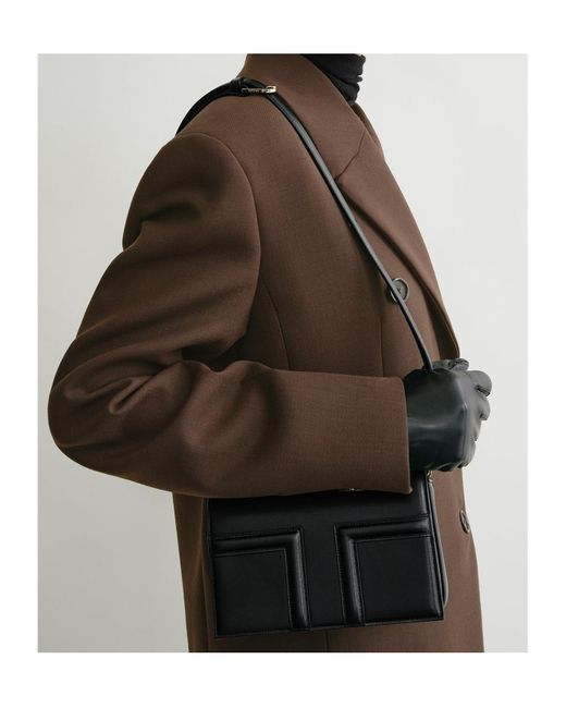 Totême Black Totême T-Flap Mini Tote Bag