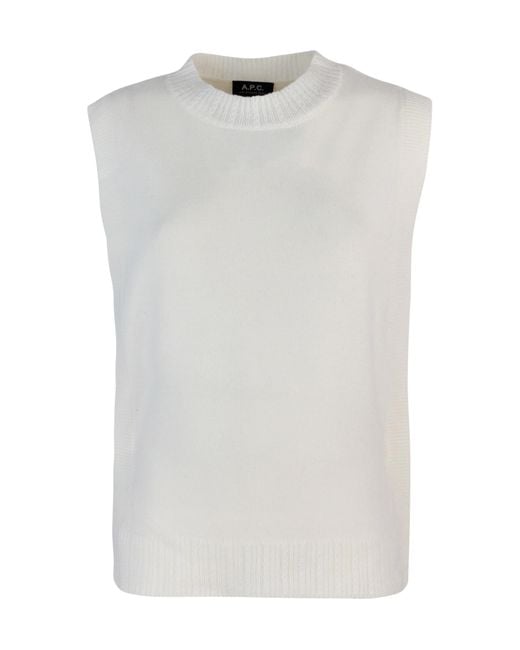 A.P.C. White Crewneck Knitted Vest