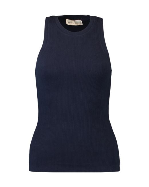 Victoria Beckham Blue Ribbed Top