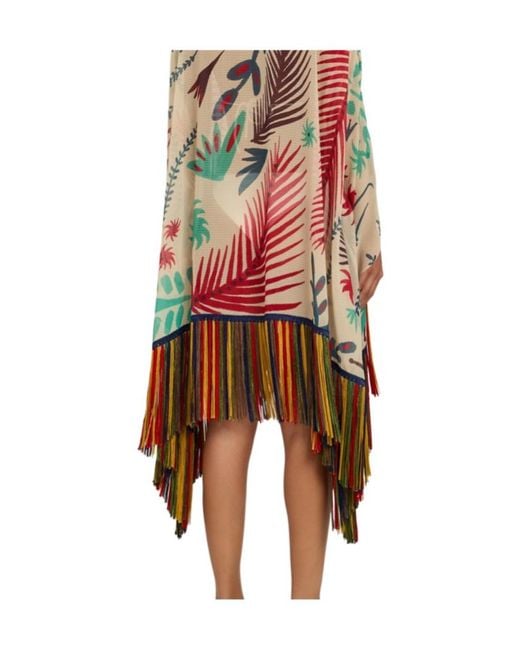 Etro Multicolor Printed Fringed Sheer Seersucker Cover-Up