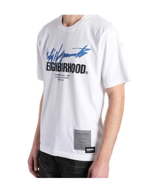 Yohji Yamamoto White Logo-Printed Crewneck T-Shirt for men