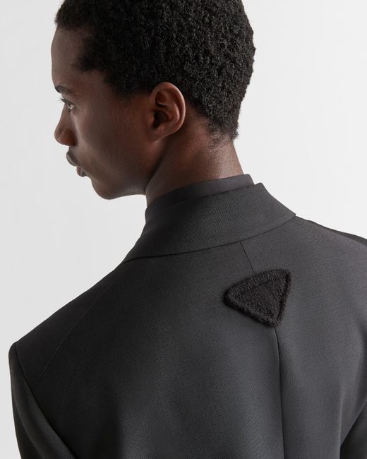 Prada Black Single-Breasted Mohair Wool Jacket for men