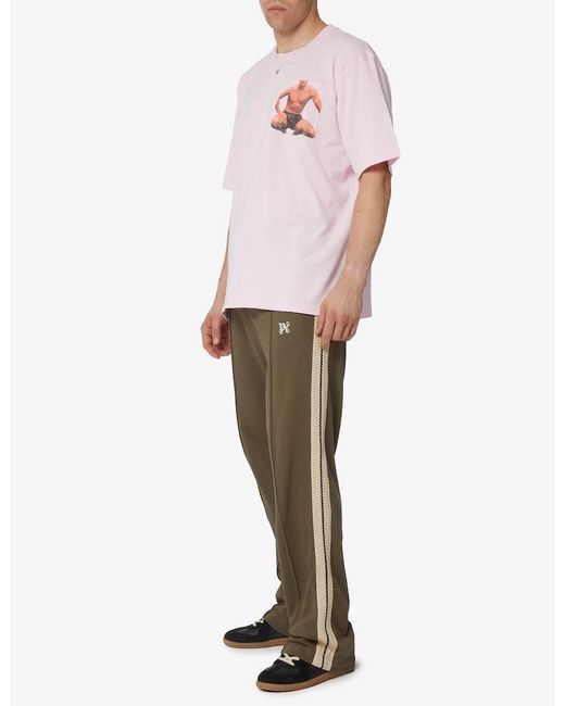 Palm Angels Green Monogram-Embroidered Track Pants for men